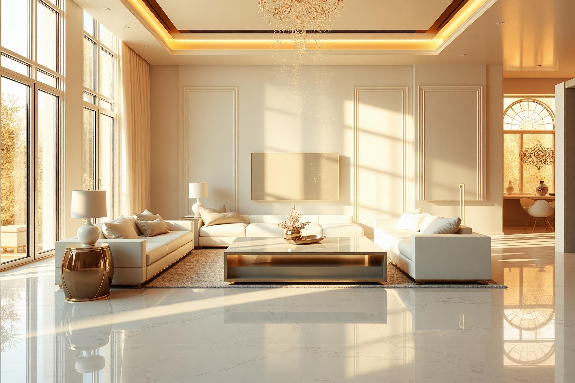 Luxueuze schone woonkamer verzorgd door Indoor Sparks